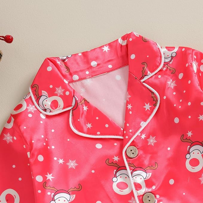 MAINESAKA Baby Boy Girl Pajamas Christmas Red Plaid Print Long Sleeve Lapel - Image 4