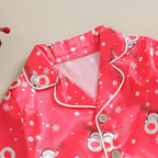 MAINESAKA Baby Boy Girl Pajamas Christmas Red Plaid Print Long Sleeve Lapel - Image 4