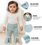 SOBOWO Baby Girl Flare Pants 3 Pack Toddler Solid Ribbed Ruffle Bell Bottoms - Image 3