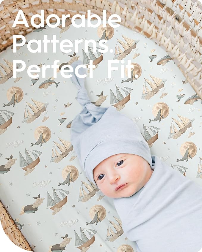 Bassinet Sheets for Baby Boy Girl, TotBasic Buttery Soft Universal Bassinet - Image 3