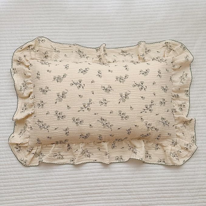 BuLuTu Cute Floral Toddler Pillowcase Cotton Muslin Kids Pillow Case by BuLuTu