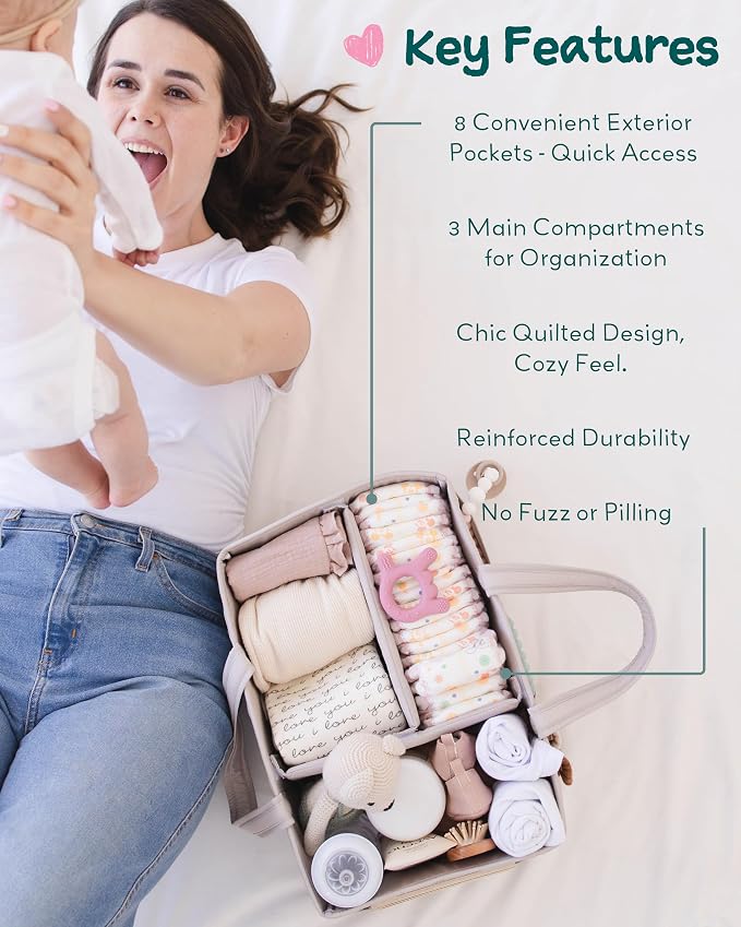 Lily Miles Baby Diaper Caddy Organizer, Quilted Nursery Storage Organizer - Image 4