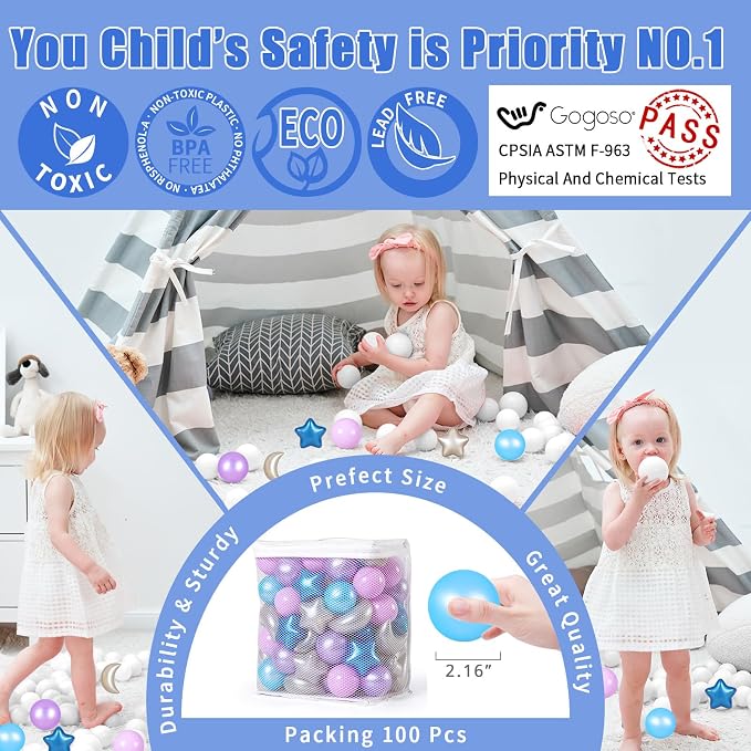GOGOSO Ball Pit Balls Stars Moon Shapes Plastic Pitballs - Image 3
