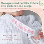 Personalized Bohemian Pacifier Clip Embroidered - Image 3