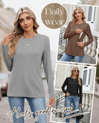 4 Pack Women's Nursing Breastfeeding Tops, Long Sleeve Maternity Shirts Loose - Image 5