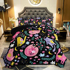 QOOMO Floral Cat Comforter Queen Size, Down Alternative, Soft and Lightweight by QOOMOHOME
