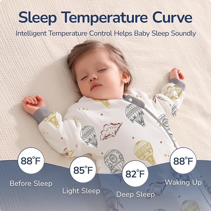 Baby Sleep Sack 3-6 Months, Cotton Detachable Long Sleeve Sleep Sack, 1.0 Tog - Image 5