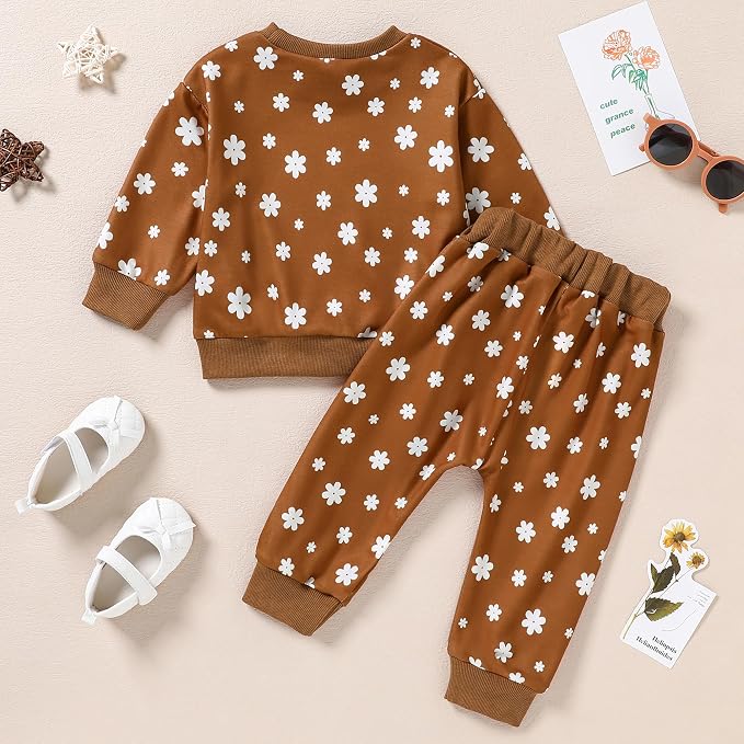 ZOEREA Toddler Baby Girl Clothes Long Sleeve Pullover Tops + Pants Set Floral - Image 5