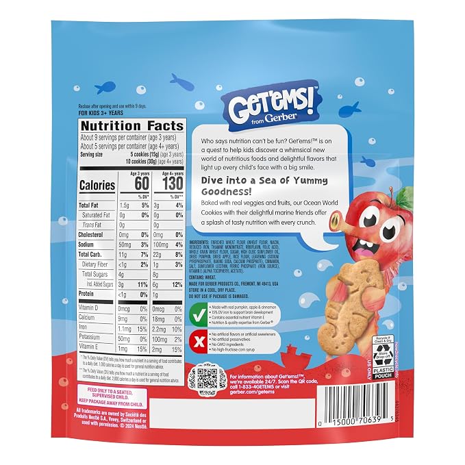 Get'ems! from Gerber Pumpkin, Apple & Cinnamon Ocean World Cookies, Kids Snack - Image 9