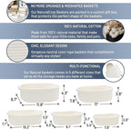 NaturalCozy 5-Piece Rectangle Storage Basket Set- Natural Cotton Rope Woven - Image 2