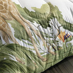 QOOMO Elephant Giraffe Monkeys Comforter Queen Size, Wild Animals Kids Bedding - Image 5