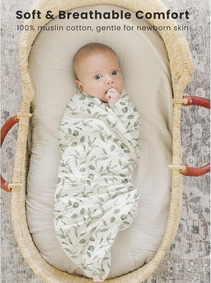 Konssy 3 Pack Muslin Swaddle Blankets - Image 2