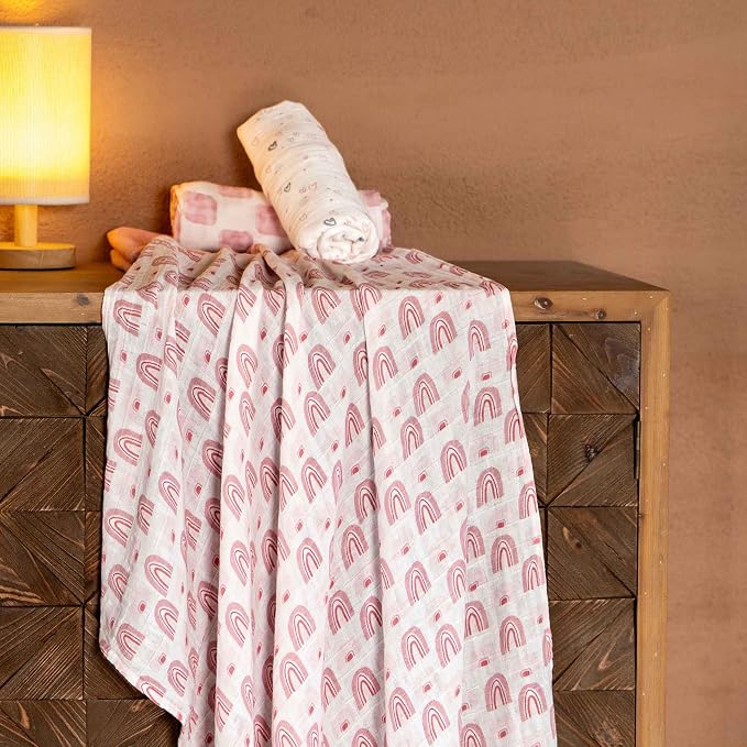 Muslin Swaddle Blankets for Newborn, 4 Pack Organic Cotton Baby Blanket - Image 4