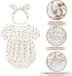 Newborn Baby Girl Clothes Cotton Bubble Romper Floral Short Sleeve Bodysuit 3 - Image 5