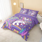 QOOMO Unicorn Comforter King Size, Rainbow Unicorn Comforter Set - Image 3