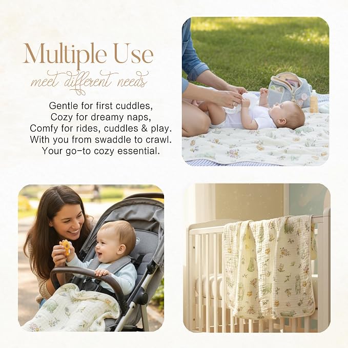 Muslin Bamboo Viscose Baby Blanket, Ultra Soft All-Purpose Unisex 43 x 43 inches - Image 4