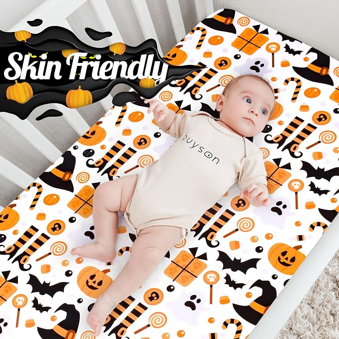 UOMNY Halloween Pumpkin Crib Sheet - Image 2