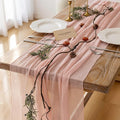6pcs Pink Gauze Rustic Cheesecloth Table Runner 120 Inch 10 FT by KEKETOARRANGE