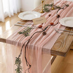 Keketo Pink Table Runner Cheese Cloth Rustic Gauze Cheesecloth Table Runner 120 by KEKETOARRANGE
