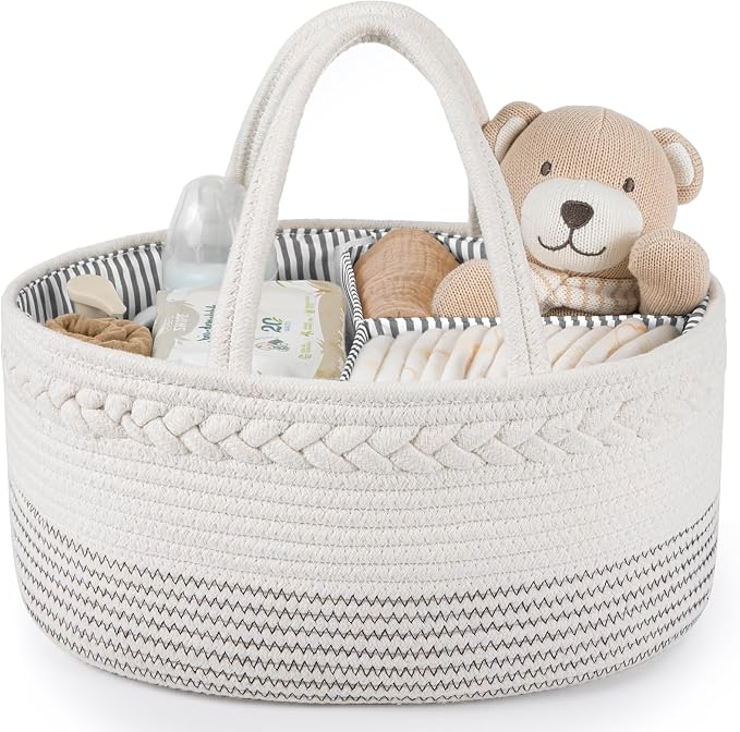 Maliton Baby Diaper Caddy Organizer, Cotton Rope Diaper Caddy Basket, Large by Maliton