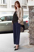 OUGES Womens Stretchy Maternity Over Belly Casual Work Straight Leg Pants Ankle - Image 5