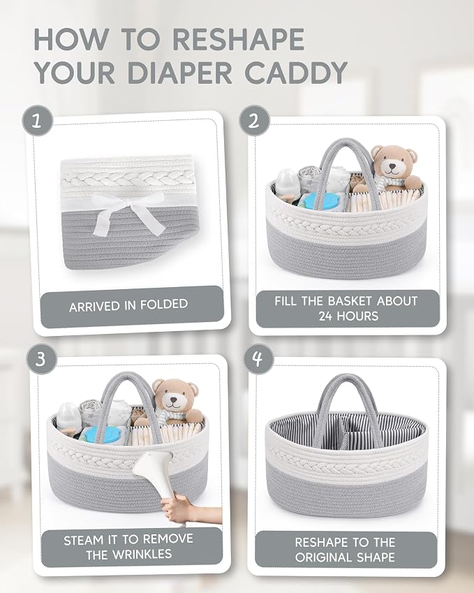 Maliton Cotton Rope Diaper Caddy Organizer - Image 8