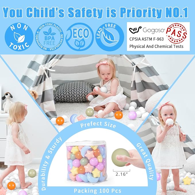 GOGOSO Ball Pit Balls Stars Moon Shapes Plastic Pitballs - Image 2
