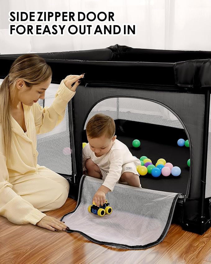 Foldable Baby Playpen, Breathable Mesh, Non-Slip Base, Portable Playpen - Image 4