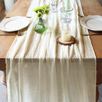 FEXIA Beige Table Runner Ivory Cheesecloth Table Runner 30x118 Inches Rustic - Image 3