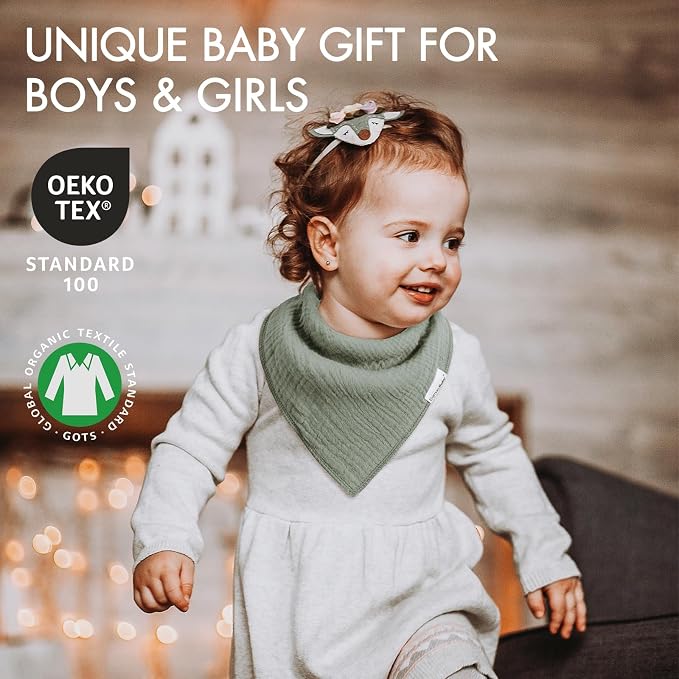 Muslin Baby Bibs for Boys Girls, 10 Pack Super Absorbent Baby Bandana Drool - Image 3