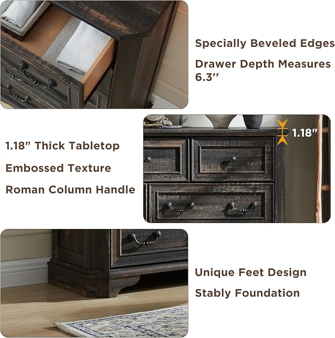 T4TREAM Farmhouse 5 Drawers Dresser - Image 5