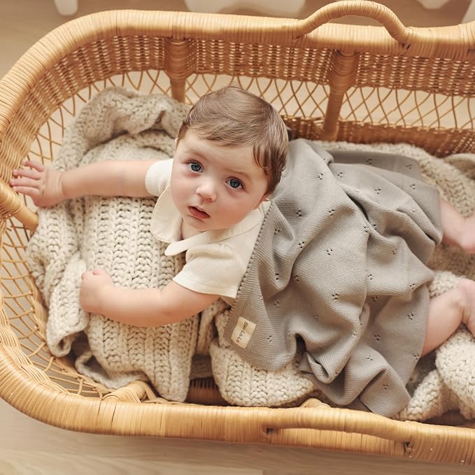 Organic Unisex Pointelle Receiving Swaddle Blanket - Image 9
