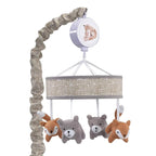 Lambs & Ivy Painted Forest Gray/Beige Fox and Bear Baby Crib Musical Mobile by LambsIvy