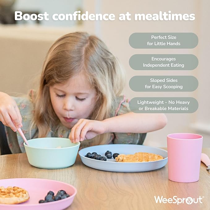 WeeSprout Bamboo Kids Bowls, Set of Four 10 oz Kid-Sized Bamboo Bowls, - Image 3