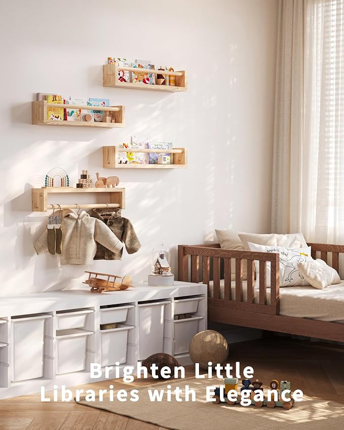 Nursery Wall Bookshelf Set of 4, Floating Bookshelves - Image 5