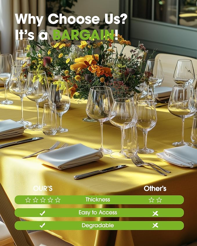 Pureegg Plastic Table Cloth Disposable 8 Pack, 54 x 108 Inch Table Cloths - Image 6