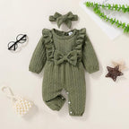 Happy Town Baby Girl Romper Infant Fall Winter Clothes Ruffle Sweater Long - Image 2