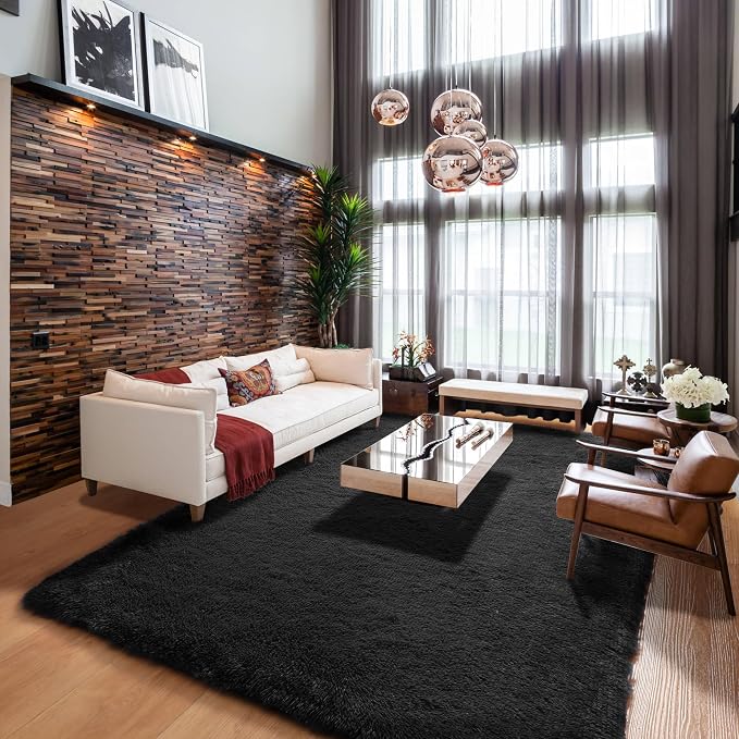 ONASAR Black 6x9 Area Rugs for Living Room Bedroom, Large Fluffy Washable Soft - Image 9
