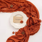 3pcs Fall Terracotta Table Runner Rust Gauze Rustic Cheesecloth 120 Inch 10 FT - Image 2