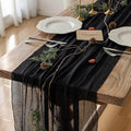 Black Halloween Table Runner Cheesecloth Gauze Rustic Premium Cotton Cheese by KEKETOARRANGE