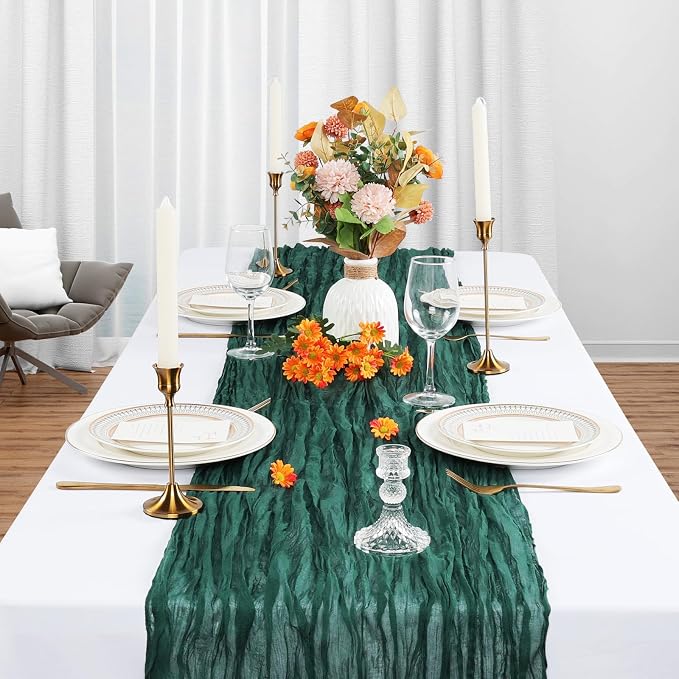 6 Pack Christmas Table Runner Emerald Green Cheesecloth 10Ft Gauze Cheese Cloth - Image 3
