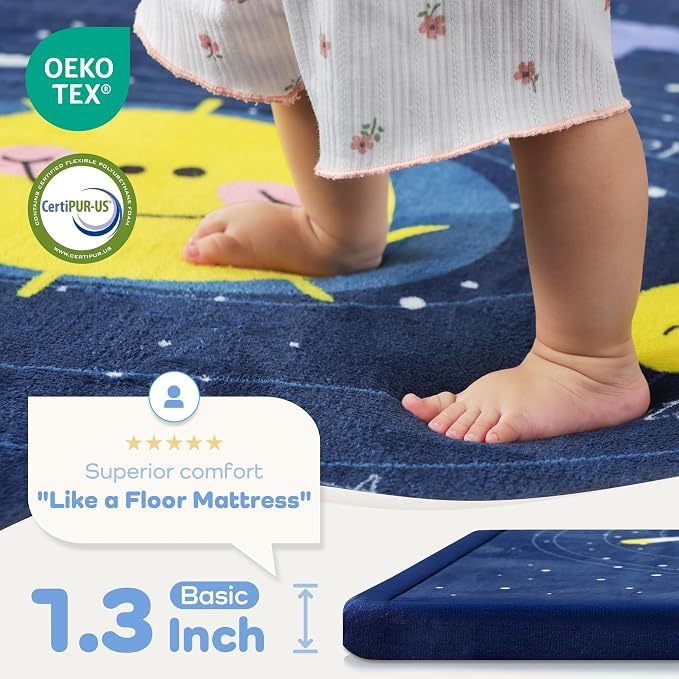 1.3" Thick Educational Baby Floor Play Mat 59x79, Basic Padded Memory Foam Kids - Image 2