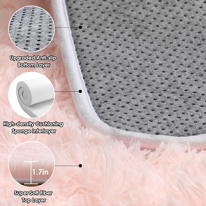ONASAR Pink Runner Rugs for Bedroom Living Room, 2x6 Washable Bedside Hallway - Image 3