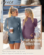 3 Pack Maternity T-Shirts Pregnancy Tops Women Sweater Long Sleeve Turtleneck - Image 5