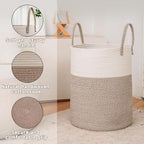 Large Woven Laundry Basket Hamper, 80L Cotton Rope Storage Bin - Image 6