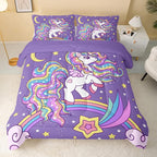QOOMO Unicorn Comforter Queen Size, Rainbow Unicorn Comforter Set - Image 2