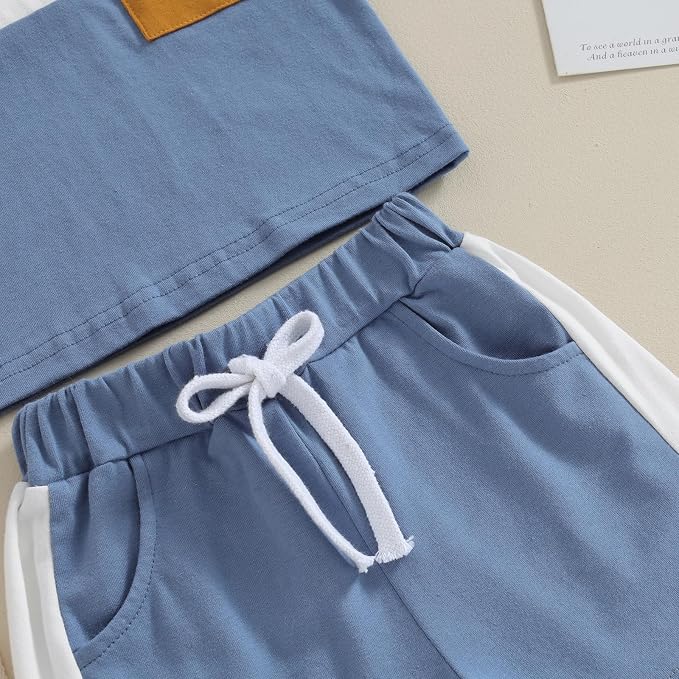 Rtnnsbbfcm Newborn Baby Boy Summer Clothes Short Sleeve Color Block Front - Image 5