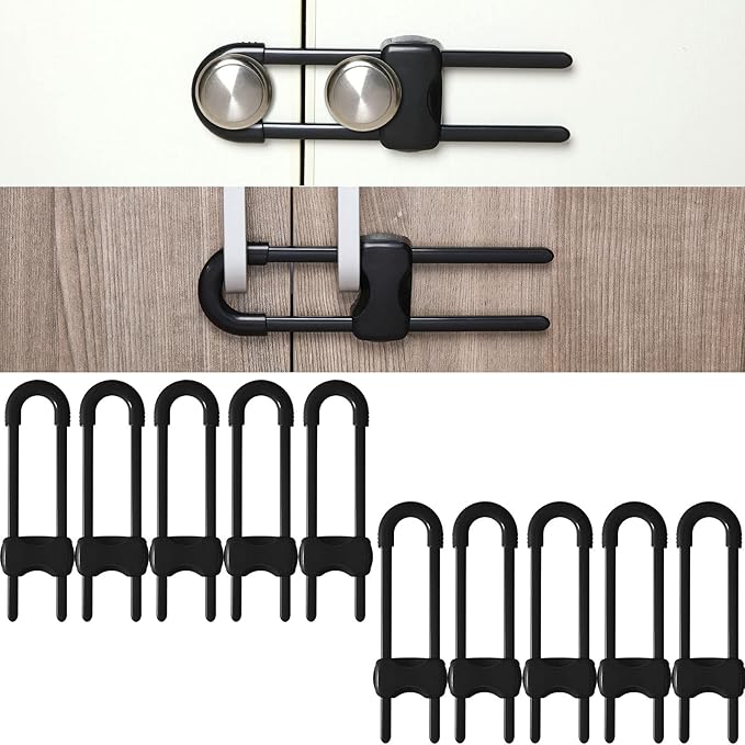 Jetec 10 Pieces Cabinet Locks for Babies, U-Shaped Proofing Drawers Safety by Jetec