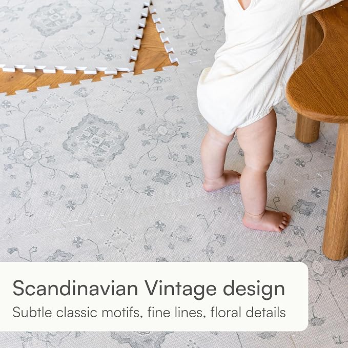Lillefolk Baby Play Mat for Floor – 6x8ft Vintage Gray | Soft Non Toxic Premium - Image 3