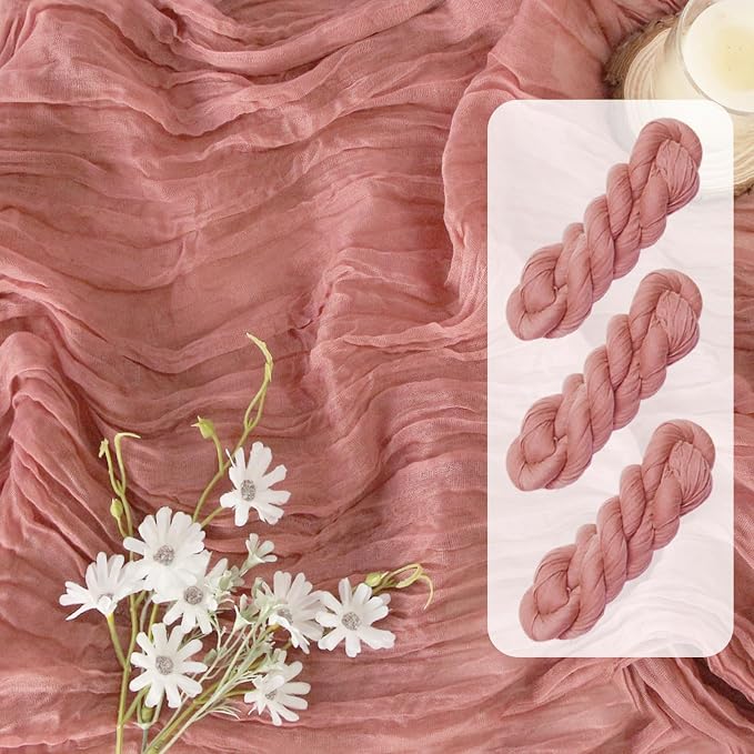 FEXIA 3 Pack Rose Pink Table Runner 35x120 Inches by FEXIA